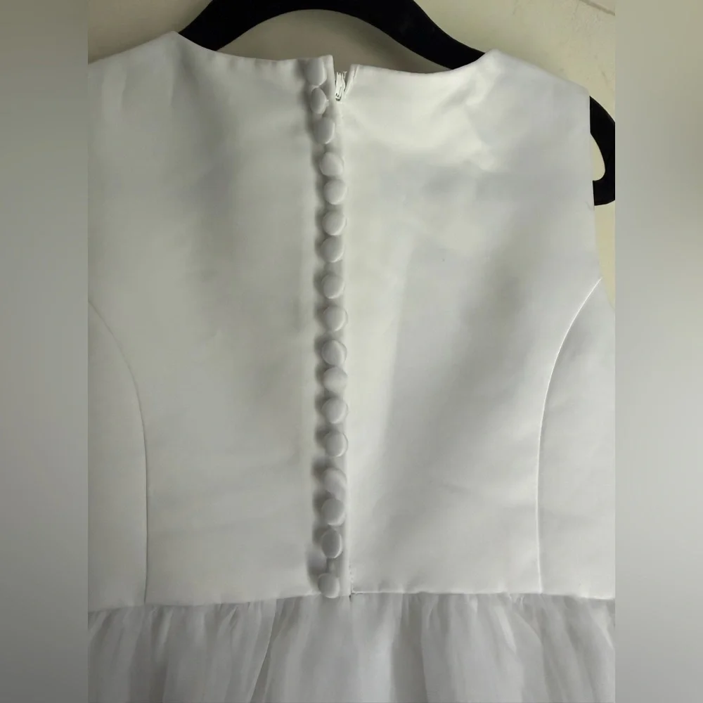 David's Bridal White Girls Formal Tulle Gown sz 4 flower girl formal clean - Picture 8 of 10